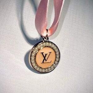 Set of 2 Louis Vuitton Gold & Pearl Pendant w/8” Freshwater Pearl Like Bracelet